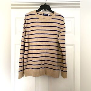 Boys beige light sweater with blue stripes